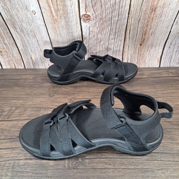 Teva Tirra All Black Strappy Slingback Hiking Sandals Women's Size 5 (New w/Box) - Picture 5 of 10
